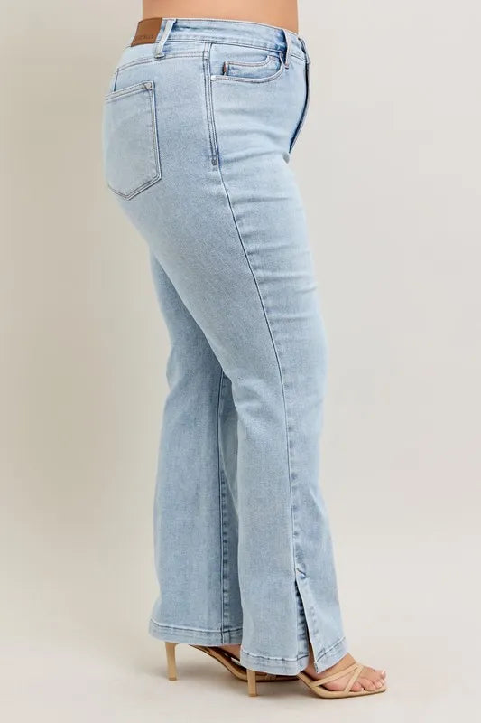 Get trendy with Vintage Wash Slim Boot Jeans - Plus Size - Jeans available at Styles Code. Grab yours today!