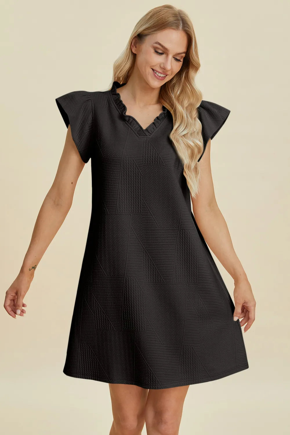 Get trendy with Full Size Ruffled V-Neck Dress - Dress available at Styles Code. Grab yours today!