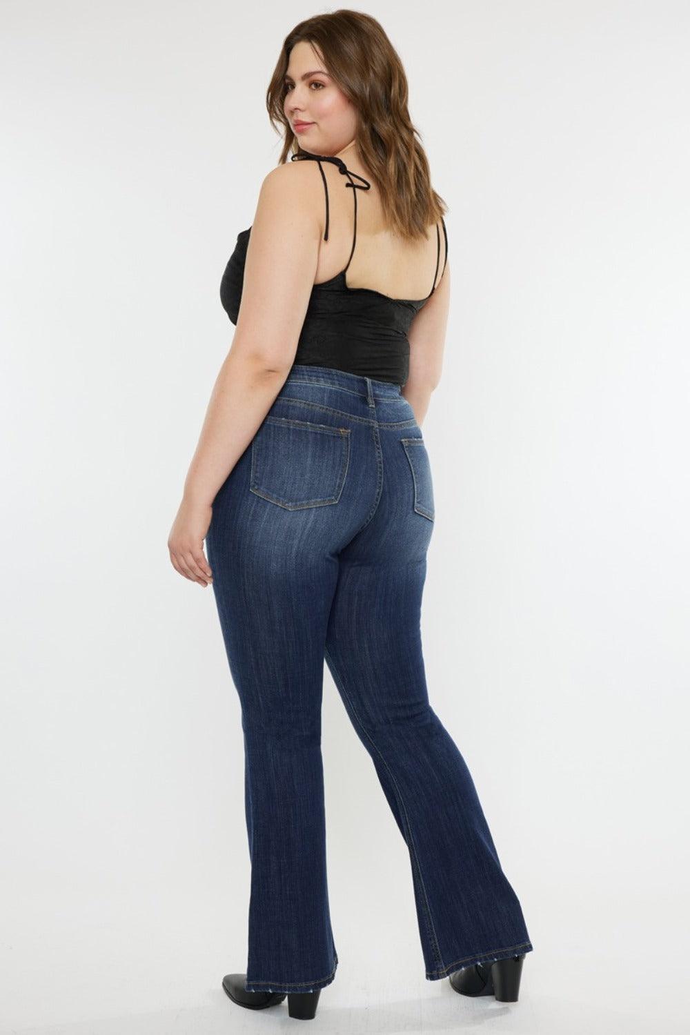 Get trendy with Full Size Mid Rise Slim Flare Jeans - Jeans available at Styles Code. Grab yours today!