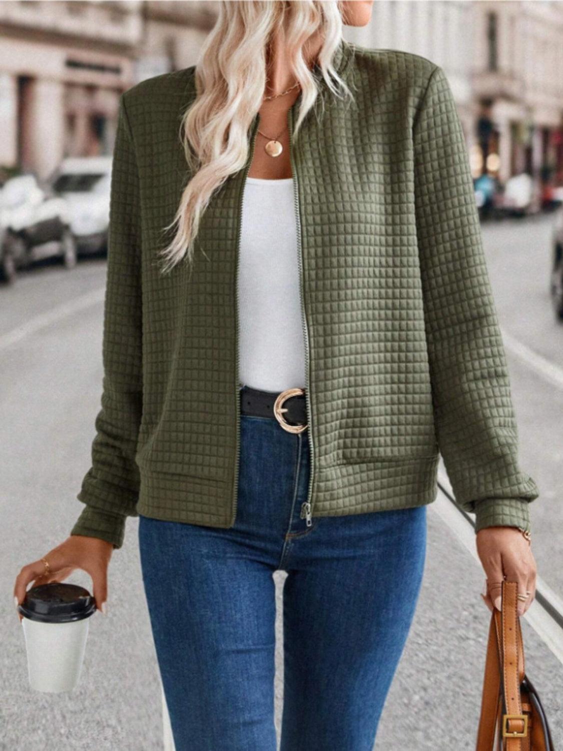 Get trendy with Zip Up Long Sleeve Jacket - available at Styles Code. Grab yours today!