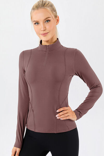 Get trendy with Mock Neck Quarter Zip Active T-Shirt - available at Styles Code. Grab yours today!