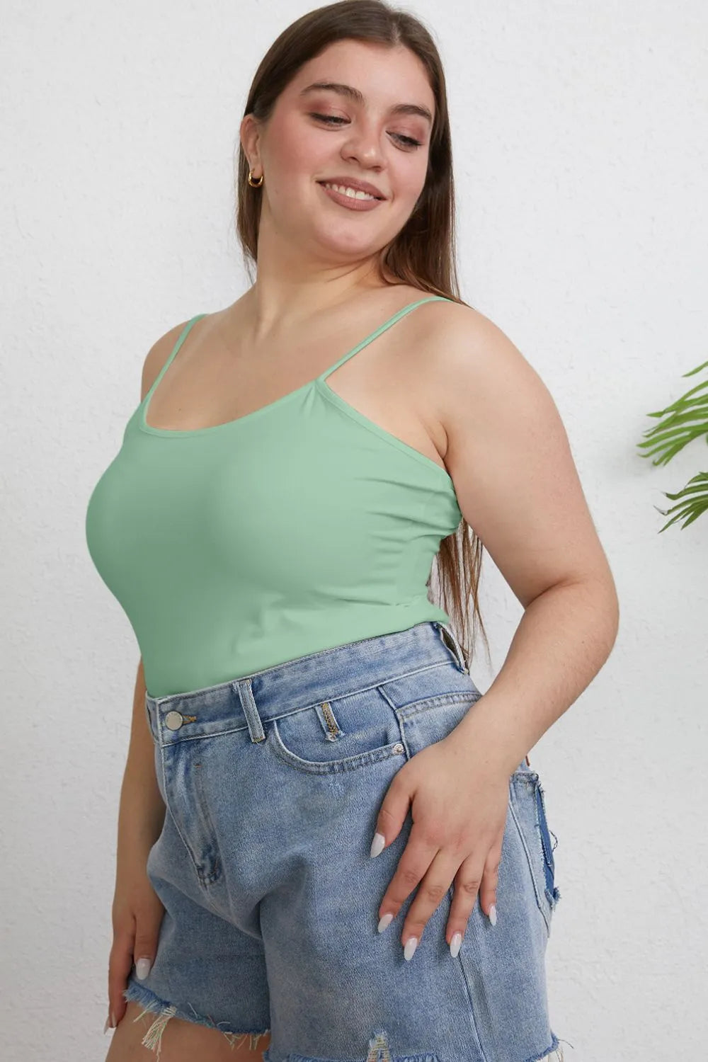 Get trendy with Full Size Round Neck Slim Cami - Top available at Styles Code. Grab yours today!