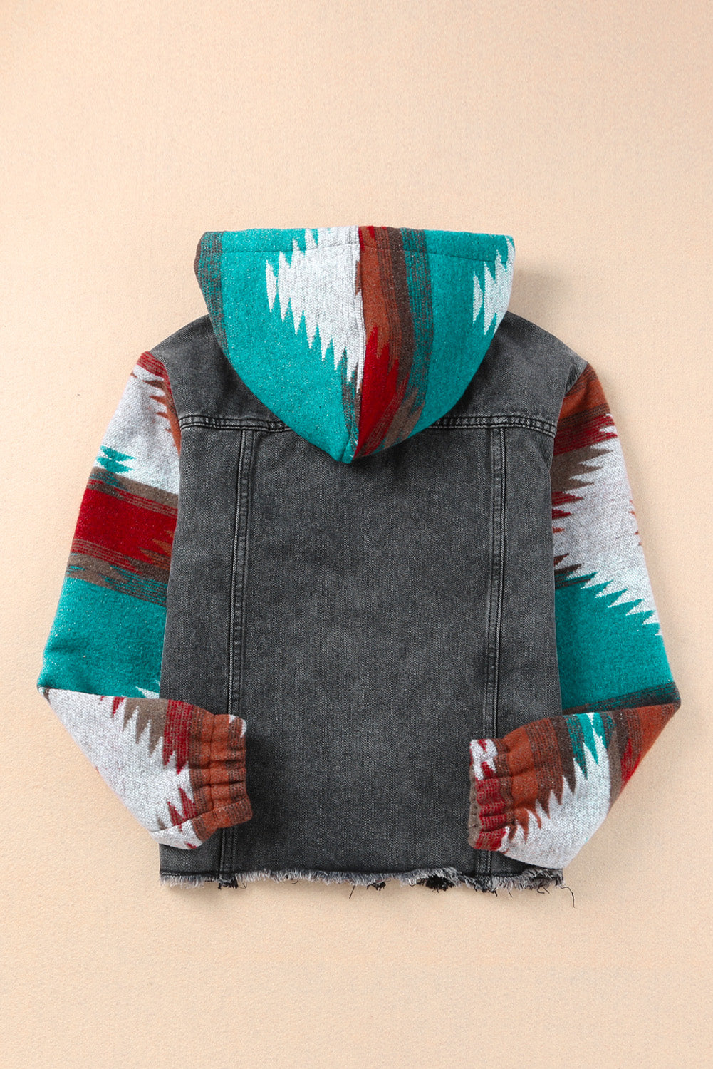 Get trendy with Drawstring Hooded Pocketed Denim Jacket - Denim Jacket available at Styles Code. Grab yours today!