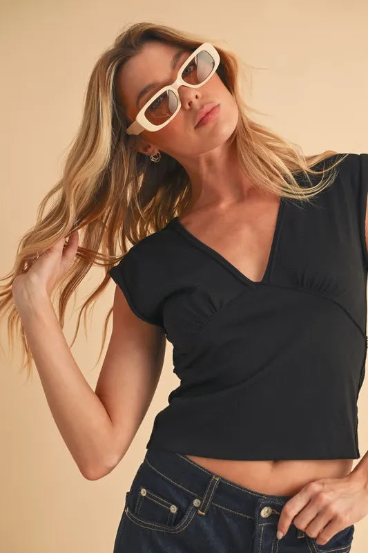 Get trendy with Cap Sleeve Cropped Top - available at Styles Code. Grab yours today!