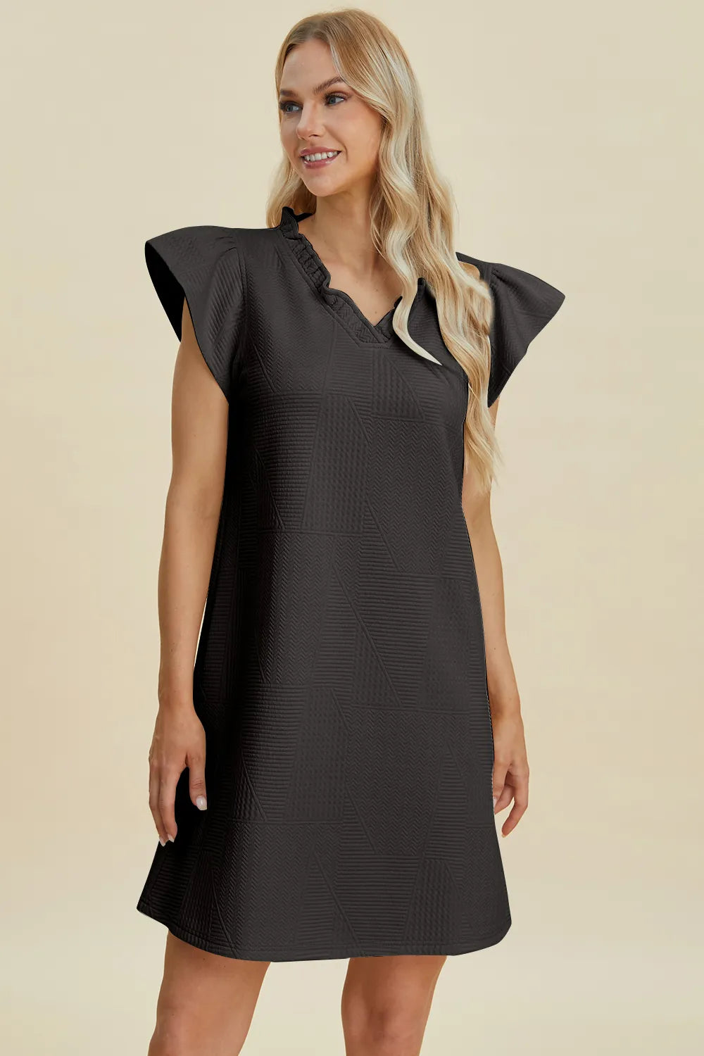 Get trendy with Full Size Ruffled V-Neck Dress - Dress available at Styles Code. Grab yours today!