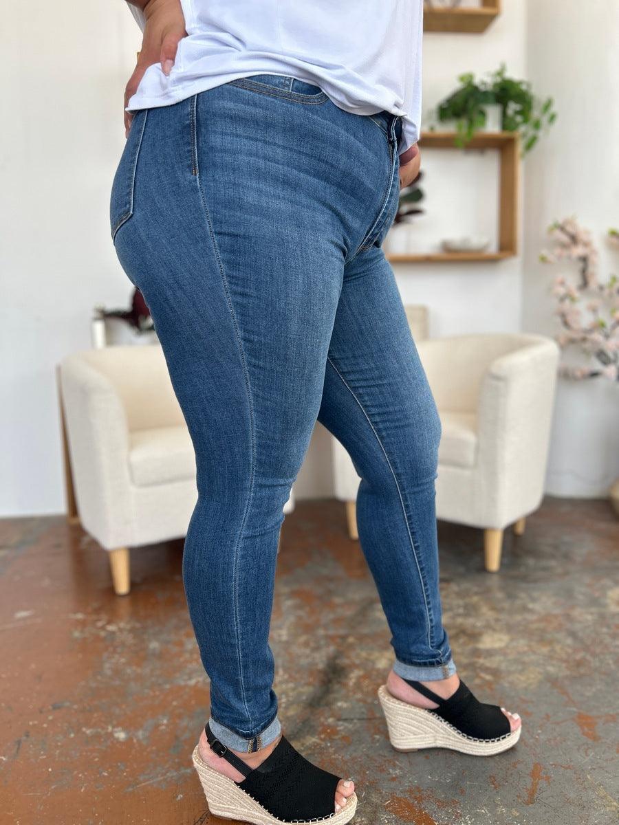 Get trendy with Full Size Cuffed Hem Skinny Jeans - Plus Size available at Styles Code. Grab yours today!