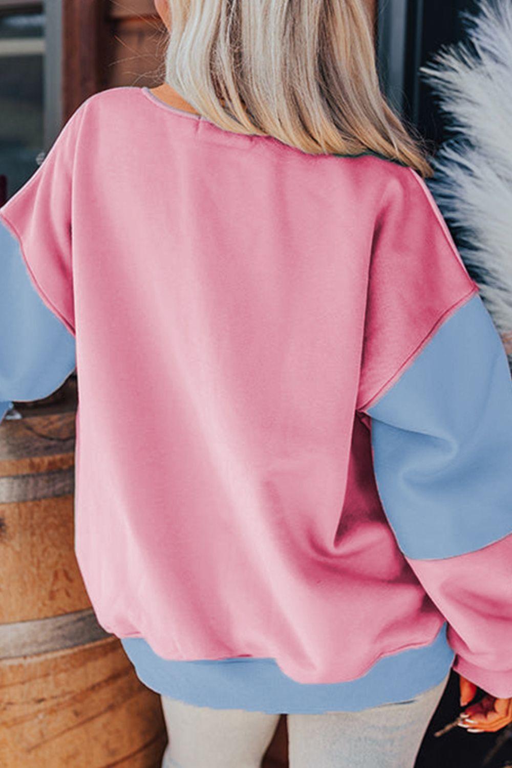 Get trendy with Color Block Round Neck Long Sleeve Sweatshirt - available at Styles Code. Grab yours today!