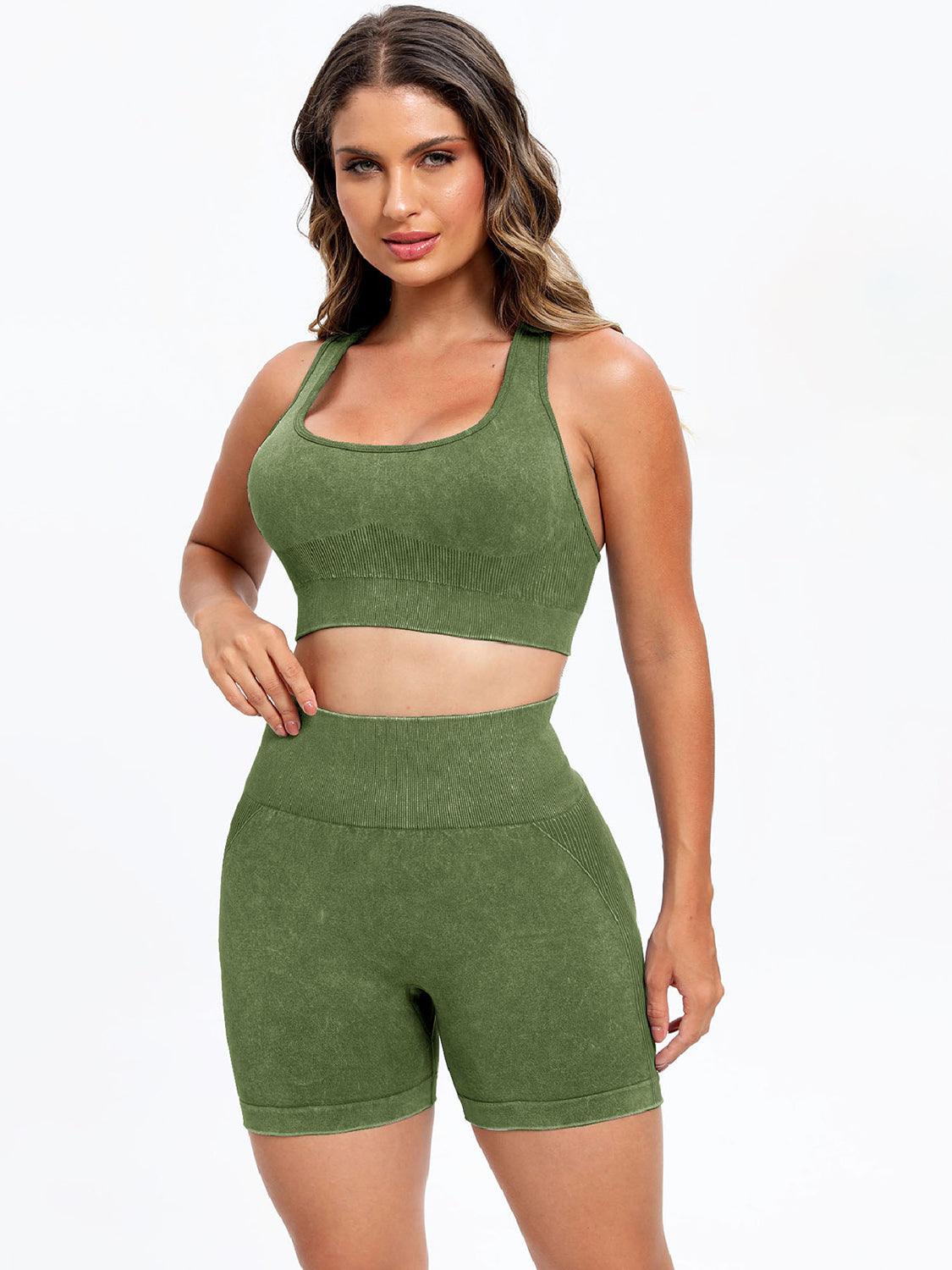 Get trendy with Scoop Neck Wide Strap Top and Shorts Active Set - Activewear available at Styles Code. Grab yours today!
