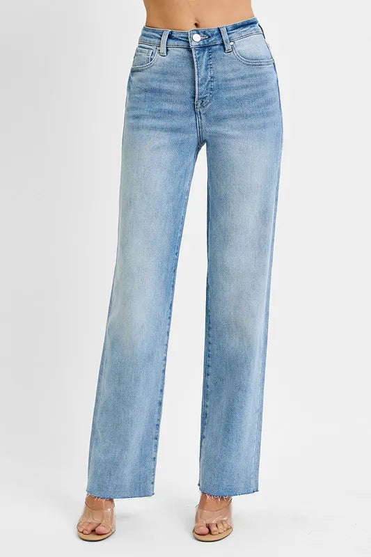 Get trendy with Tummy Control Rise Straight Jeans - Jeans available at Styles Code. Grab yours today!