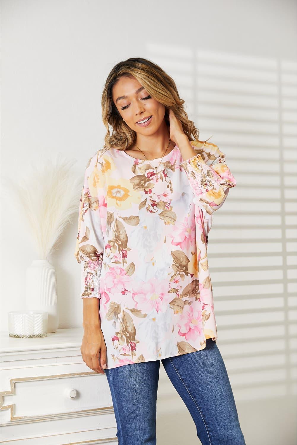 Get trendy with Floral Three-Quarter Sleeve Top - Top available at Styles Code. Grab yours today!