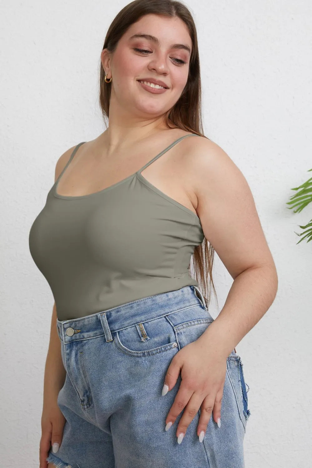 Get trendy with Full Size Round Neck Slim Cami - Top available at Styles Code. Grab yours today!