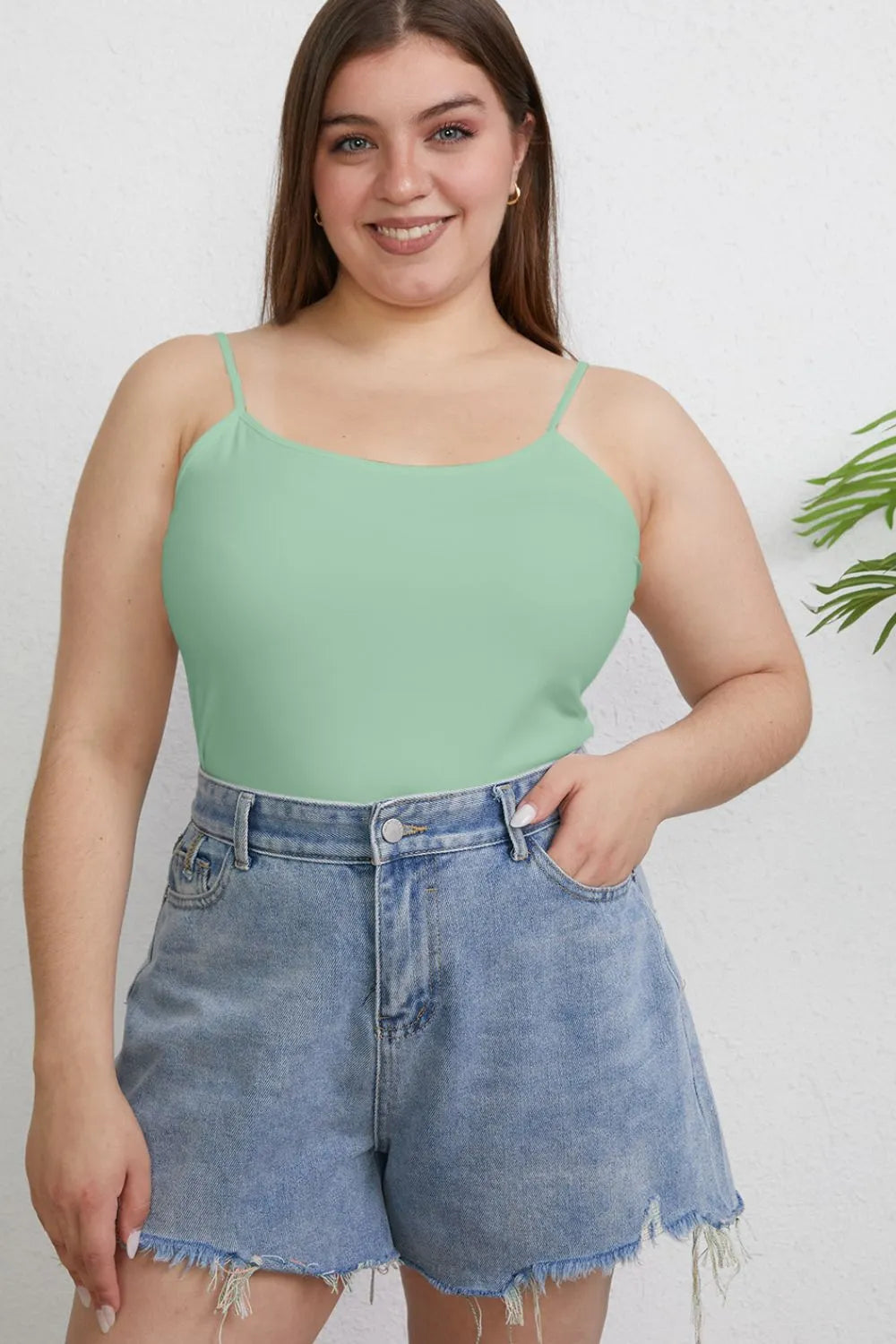 Get trendy with Full Size Round Neck Slim Cami - Top available at Styles Code. Grab yours today!