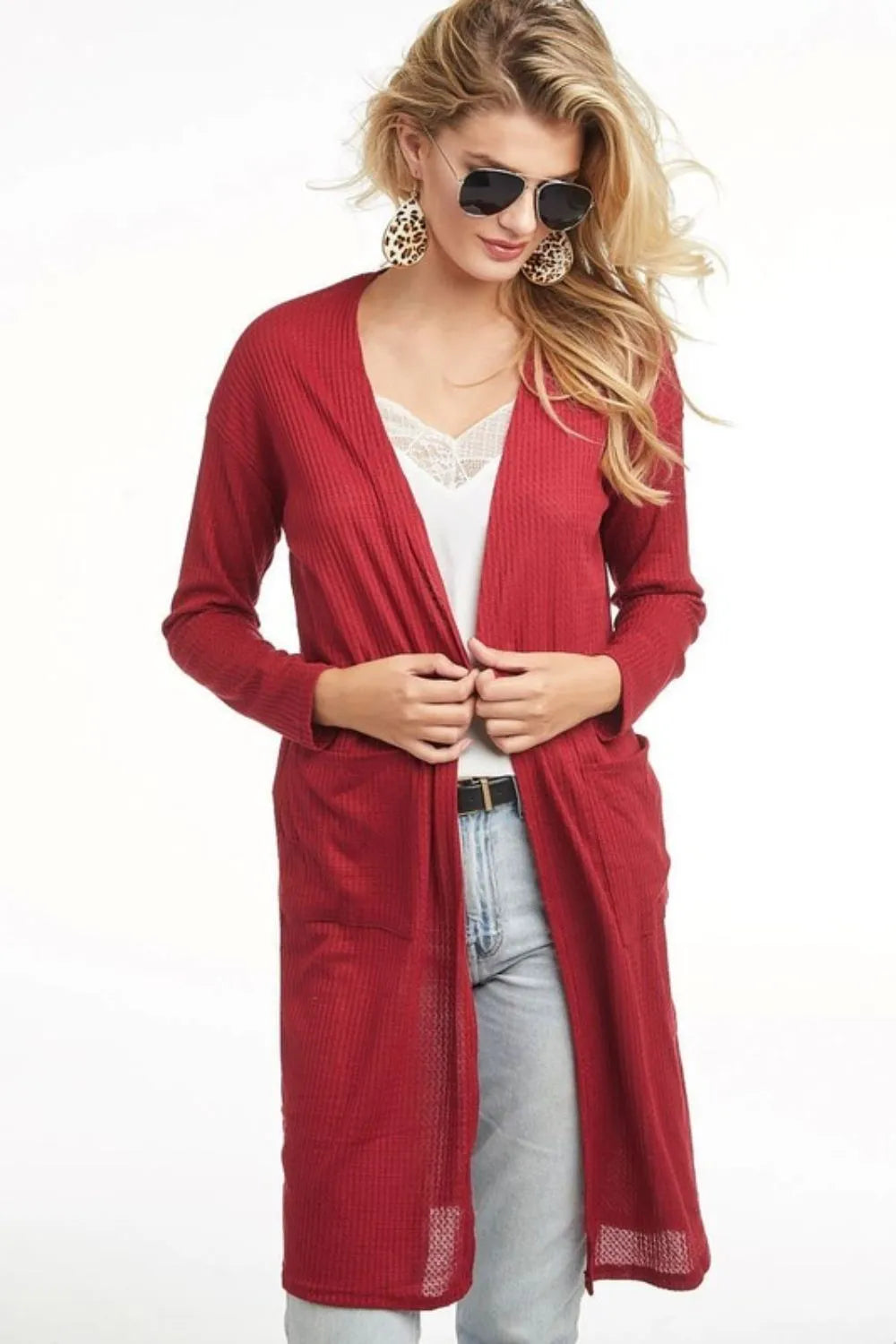 Get trendy with Thermal Open Front Cardigan - available at Styles Code. Grab yours today!