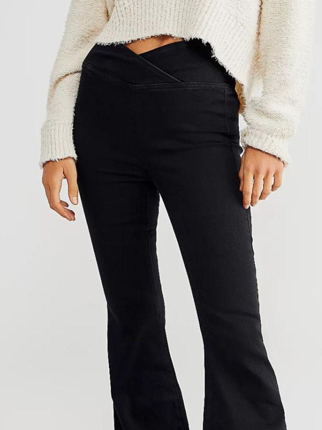 Get trendy with Asymmetric Waist Flare Jeans - available at Styles Code. Grab yours today!