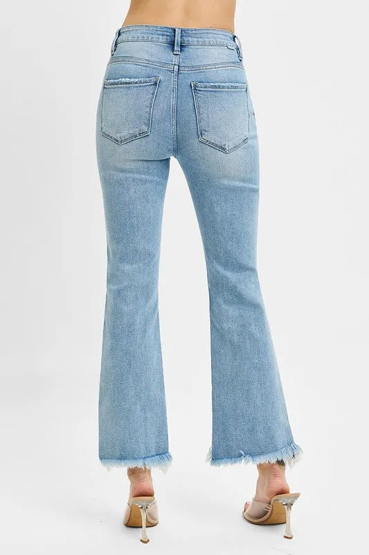 Get trendy with High Rise Crop Bootcut Jeans - Plus Size - Jeans available at Styles Code. Grab yours today!