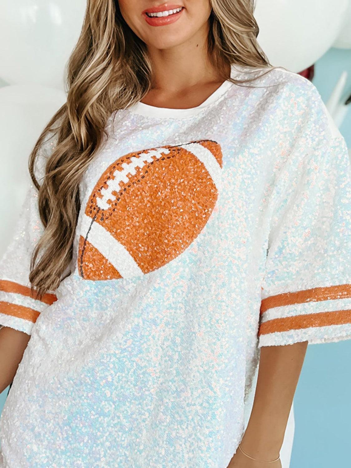 Get trendy with "Football" Round Neck Half Sleeve Oversized Top - available at Styles Code. Grab yours today!