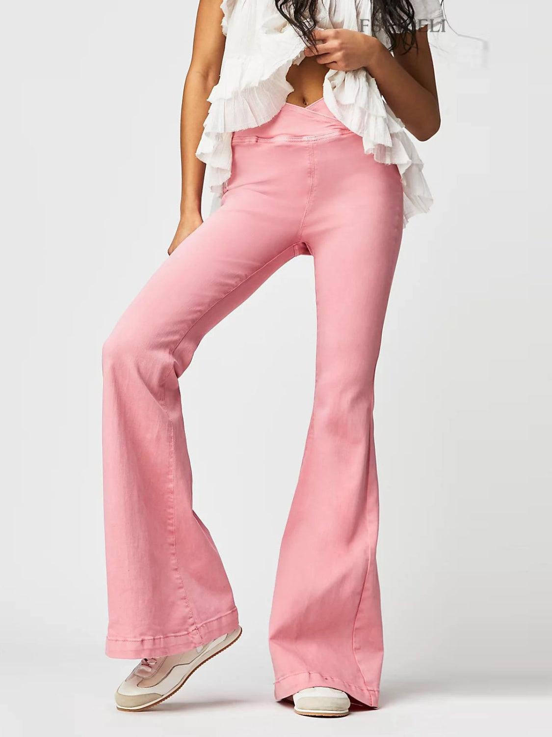 Get trendy with Asymmetric Waist Flare Jeans - available at Styles Code. Grab yours today!