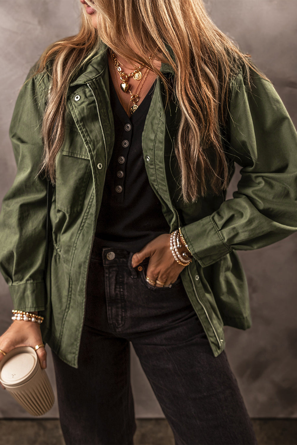 Get trendy with Zip Up Long Sleeve Jacket - available at Styles Code. Grab yours today!