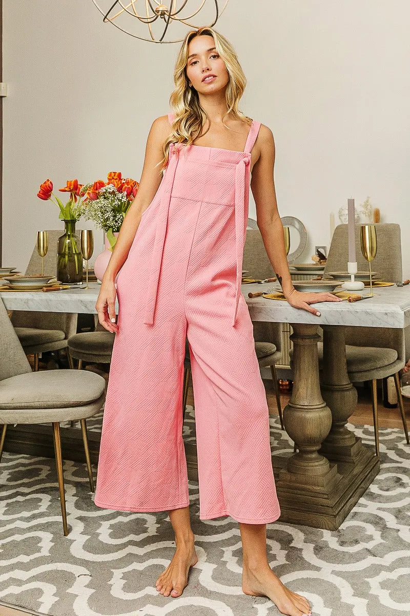 Get trendy with Textured Jacquard Jumpsuit - Jumpsuit available at Styles Code. Grab yours today!