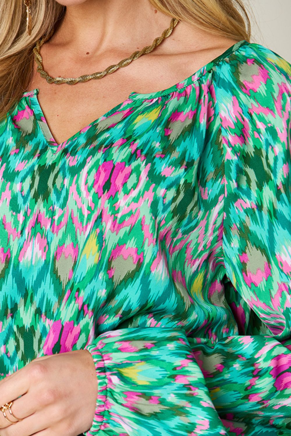Get trendy with Full Size Balloon Sleeve Blouse - Blouse available at Styles Code. Grab yours today!