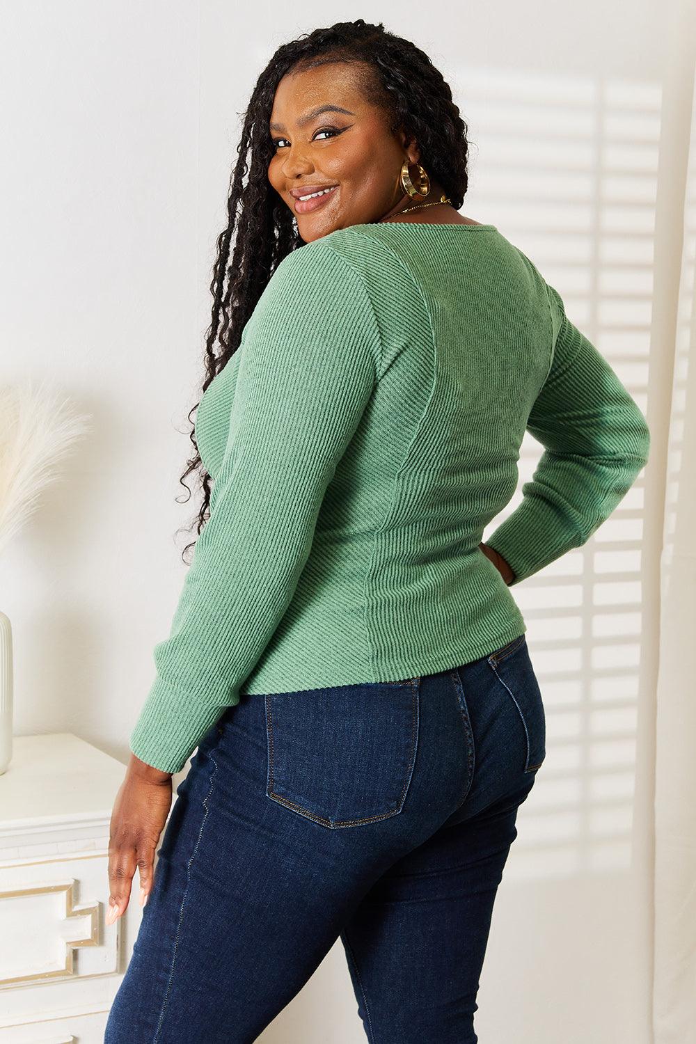 Get trendy with Scoop Neck Long Sleeve Top - Top available at Styles Code. Grab yours today!