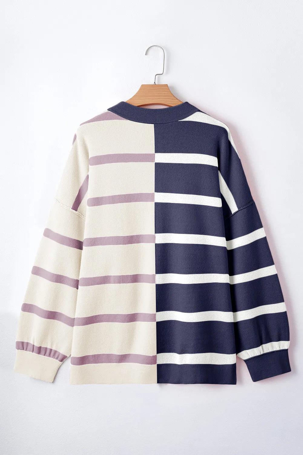 Get trendy with Striped Round Neck Long Sleeve Knit Top - available at Styles Code. Grab yours today!