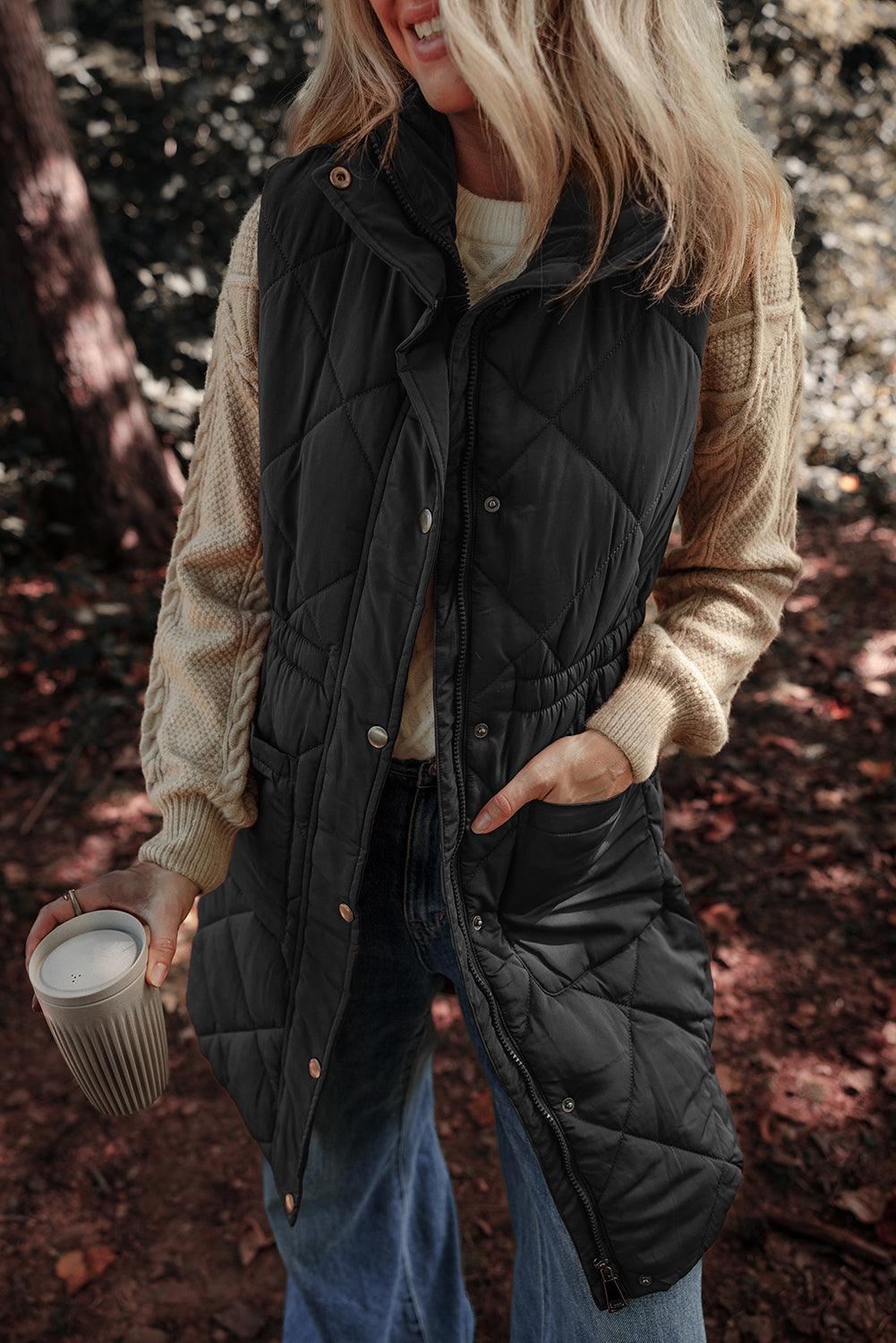Get trendy with Pocketed Zipper and Button Vest Coat - available at Styles Code. Grab yours today!