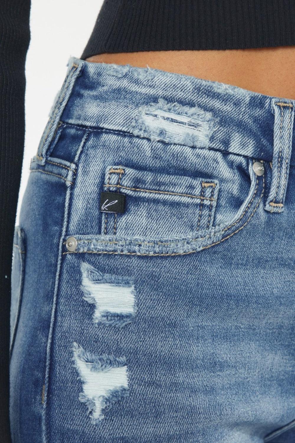 Get trendy with High Rise Wide Waistband Slim Straight Jeans - Jeans available at Styles Code. Grab yours today!