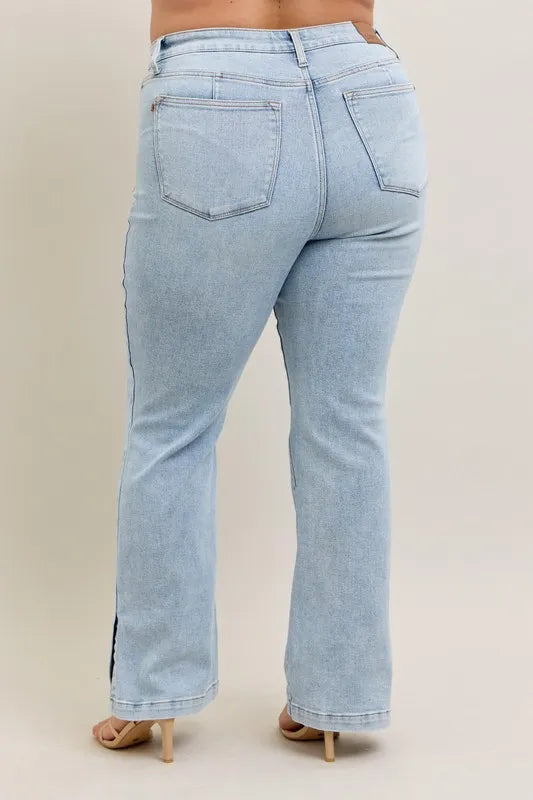 Get trendy with Vintage Wash Slim Boot Jeans - Plus Size - Jeans available at Styles Code. Grab yours today!
