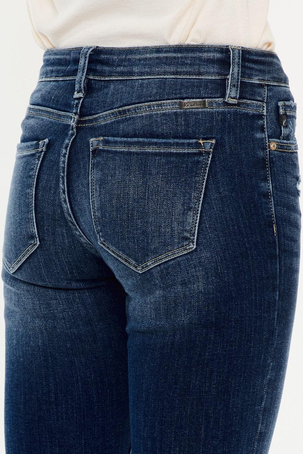 Get trendy with Mid Rise Button Fly Flare Jeans - Jeans available at Styles Code. Grab yours today!