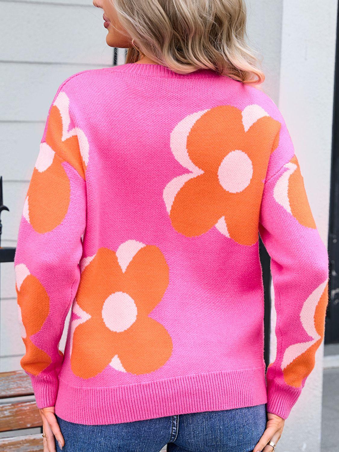 Get trendy with Angel Wings Flower Round Neck Sweater - available at Styles Code. Grab yours today!