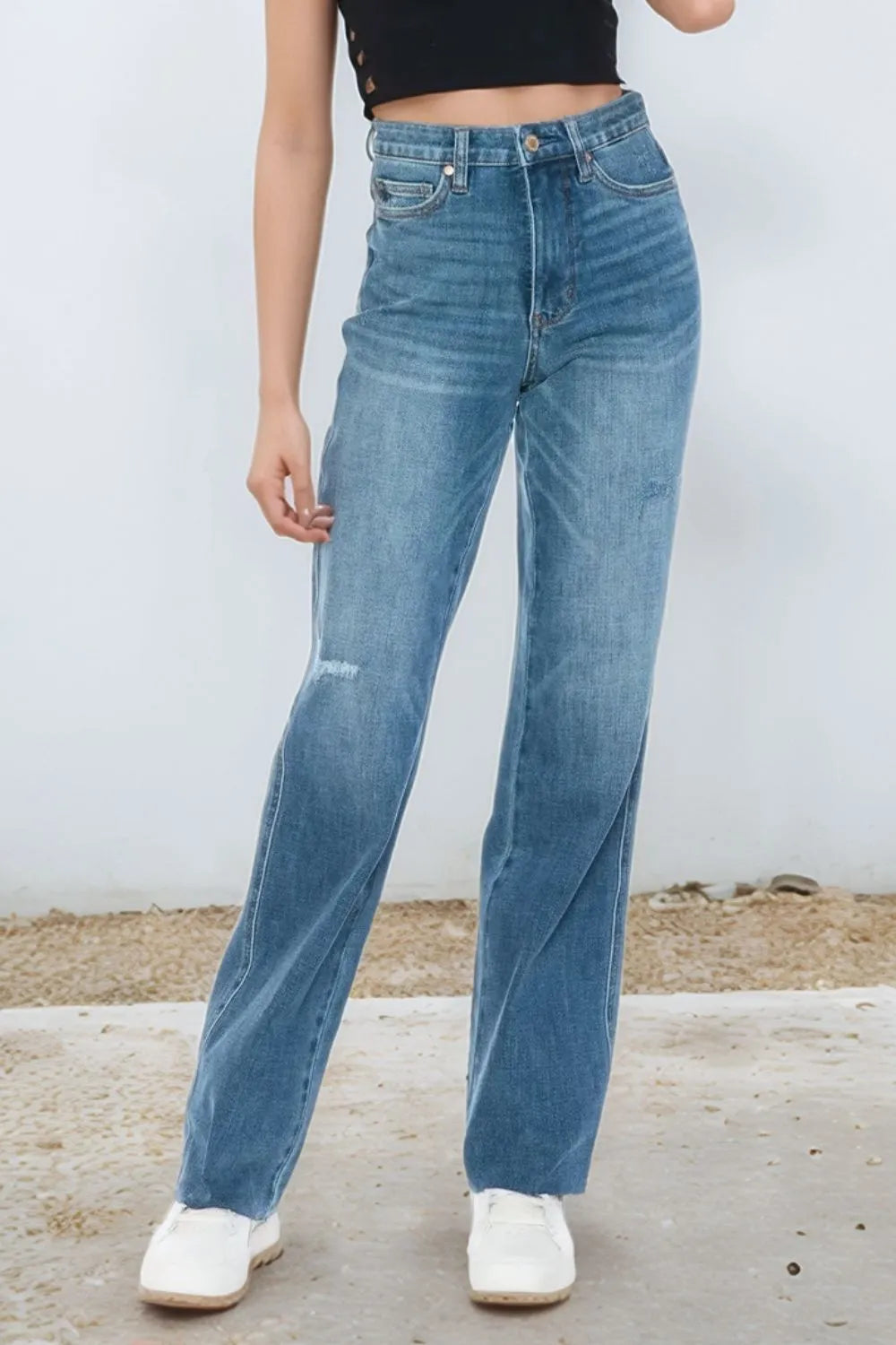 Get trendy with Full Size Tummy Control Straight Jeans - Jeans available at Styles Code. Grab yours today!