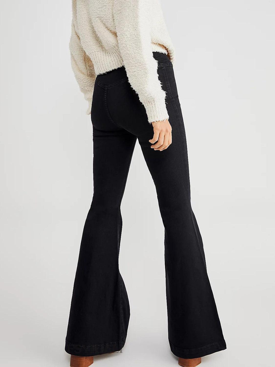 Get trendy with Asymmetric Waist Flare Jeans - available at Styles Code. Grab yours today!