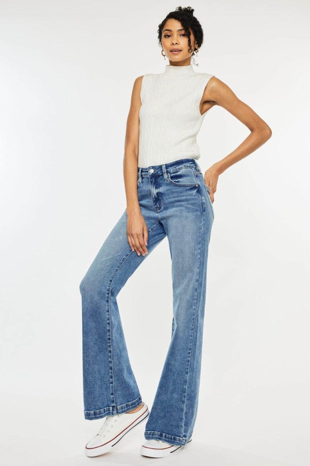Get trendy with High Rise Wide Leg Jeans - Jeans available at Styles Code. Grab yours today!