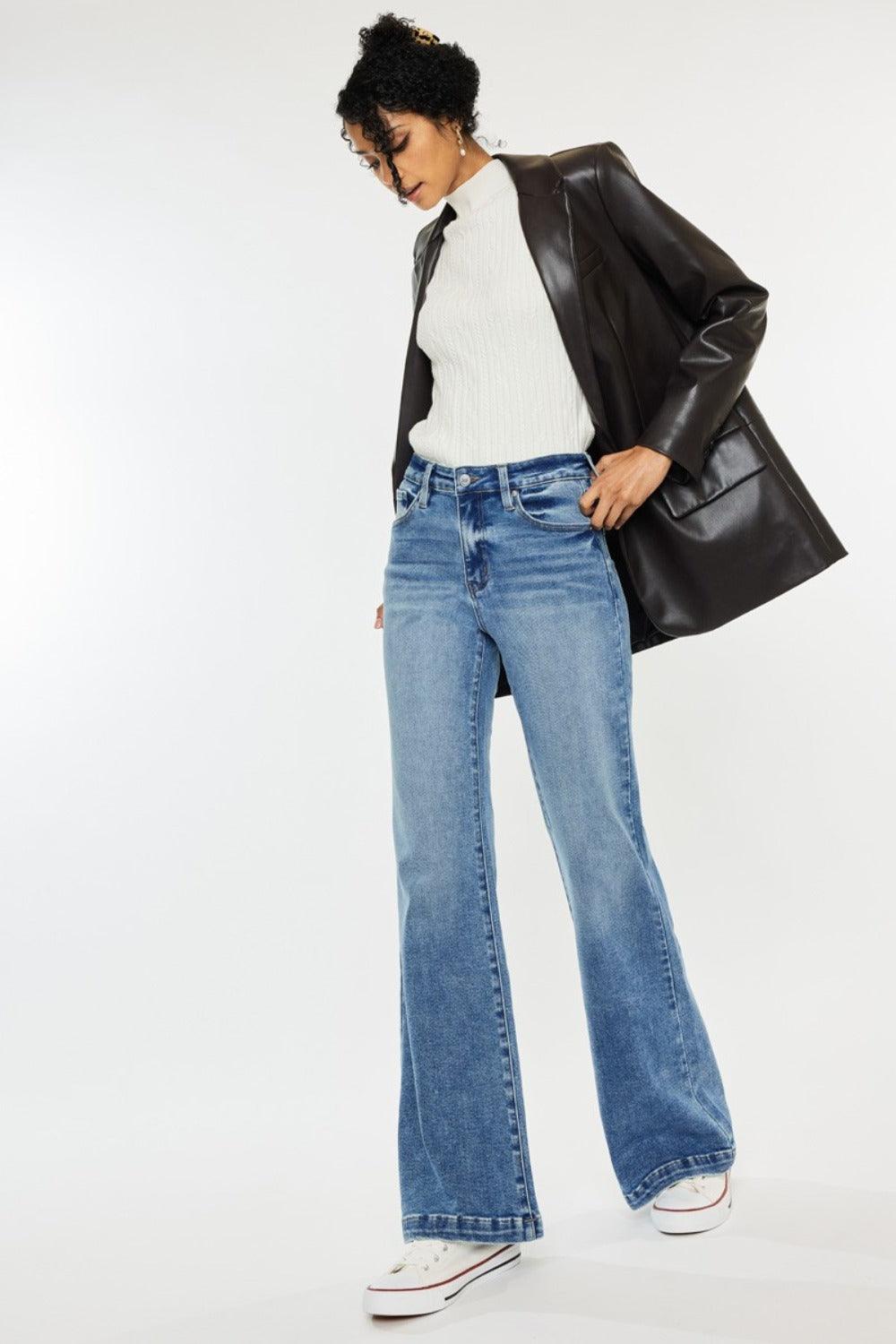 Get trendy with High Rise Wide Leg Jeans - Jeans available at Styles Code. Grab yours today!