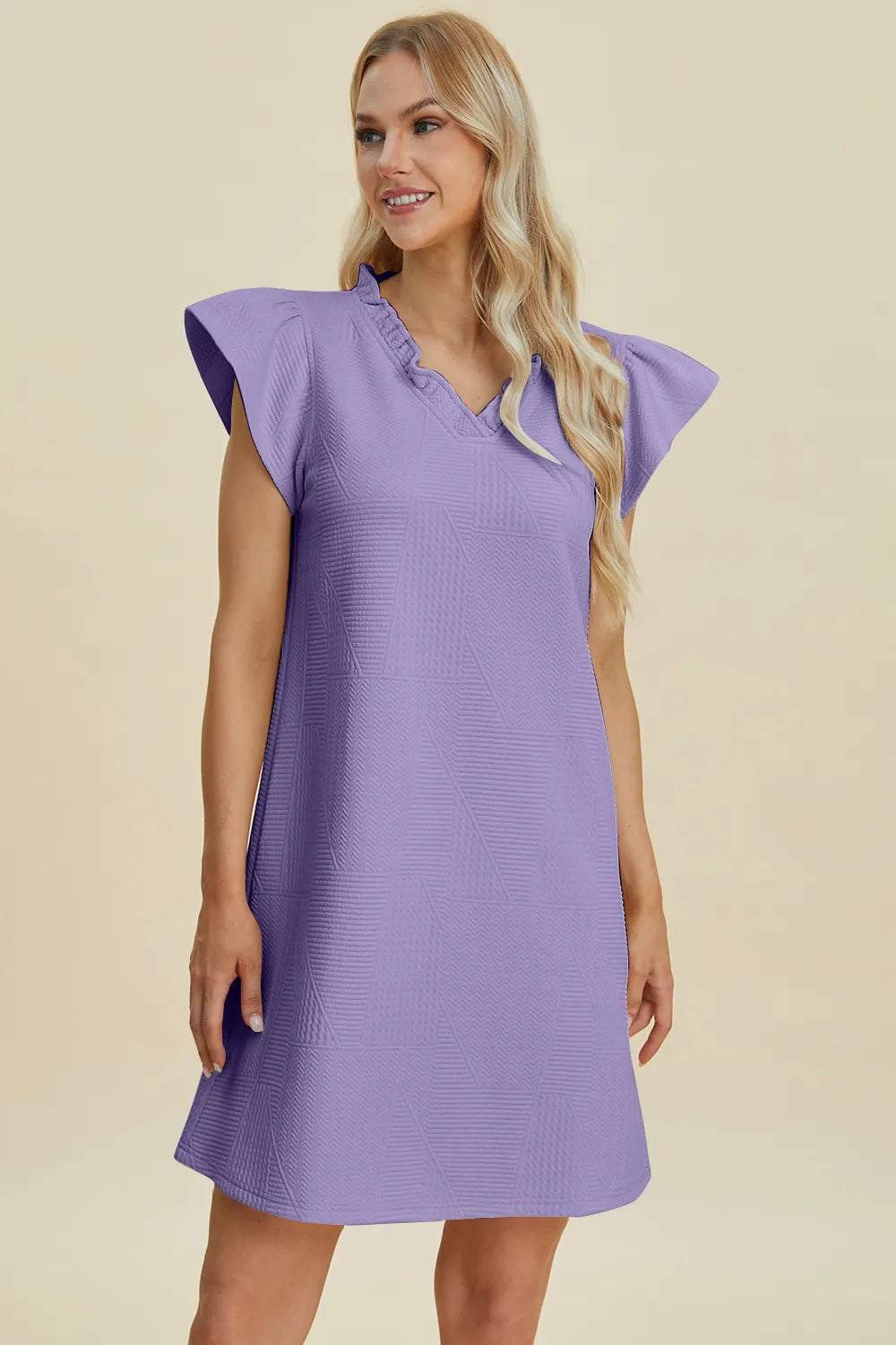 Get trendy with Full Size Ruffled V-Neck Dress - Dress available at Styles Code. Grab yours today!