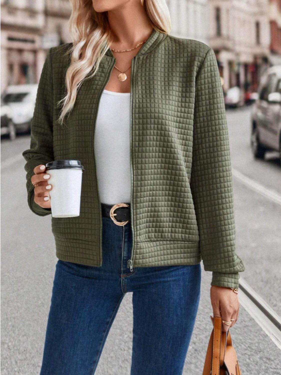 Get trendy with Zip Up Long Sleeve Jacket - available at Styles Code. Grab yours today!