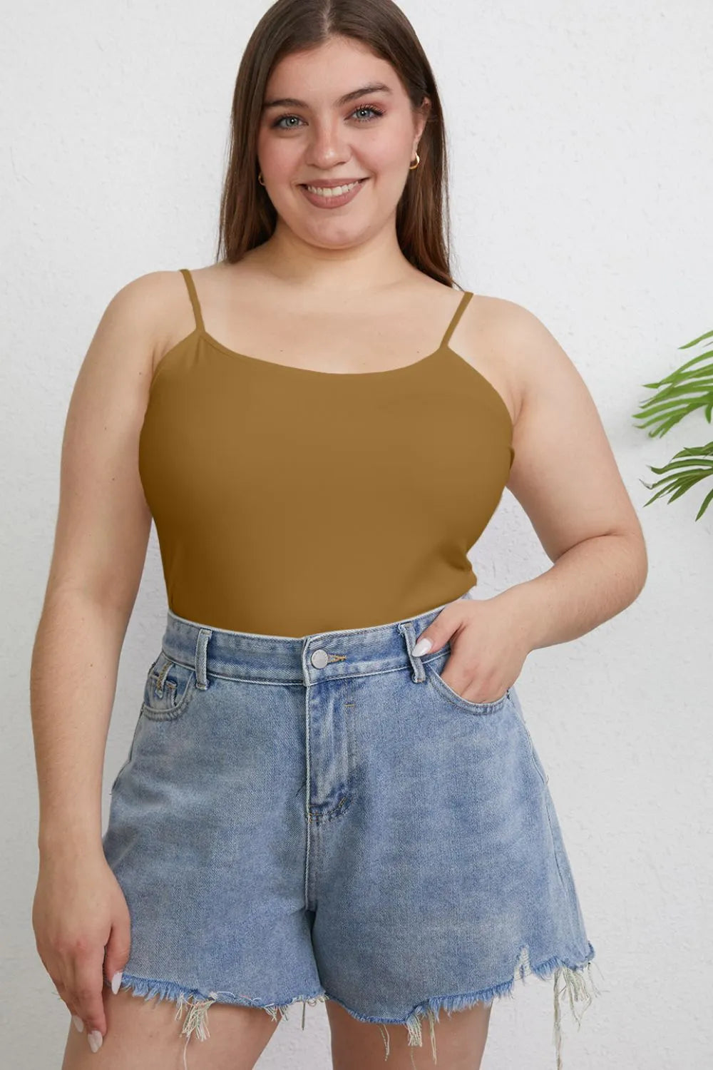 Get trendy with Full Size Round Neck Slim Cami - Top available at Styles Code. Grab yours today!
