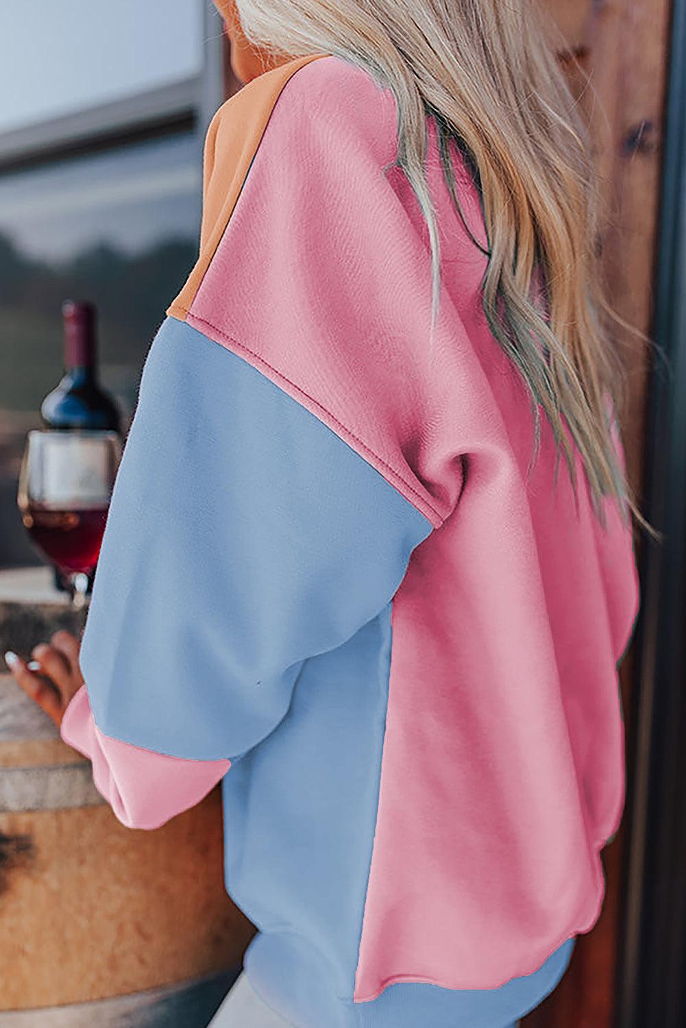 Get trendy with Color Block Round Neck Long Sleeve Sweatshirt - available at Styles Code. Grab yours today!