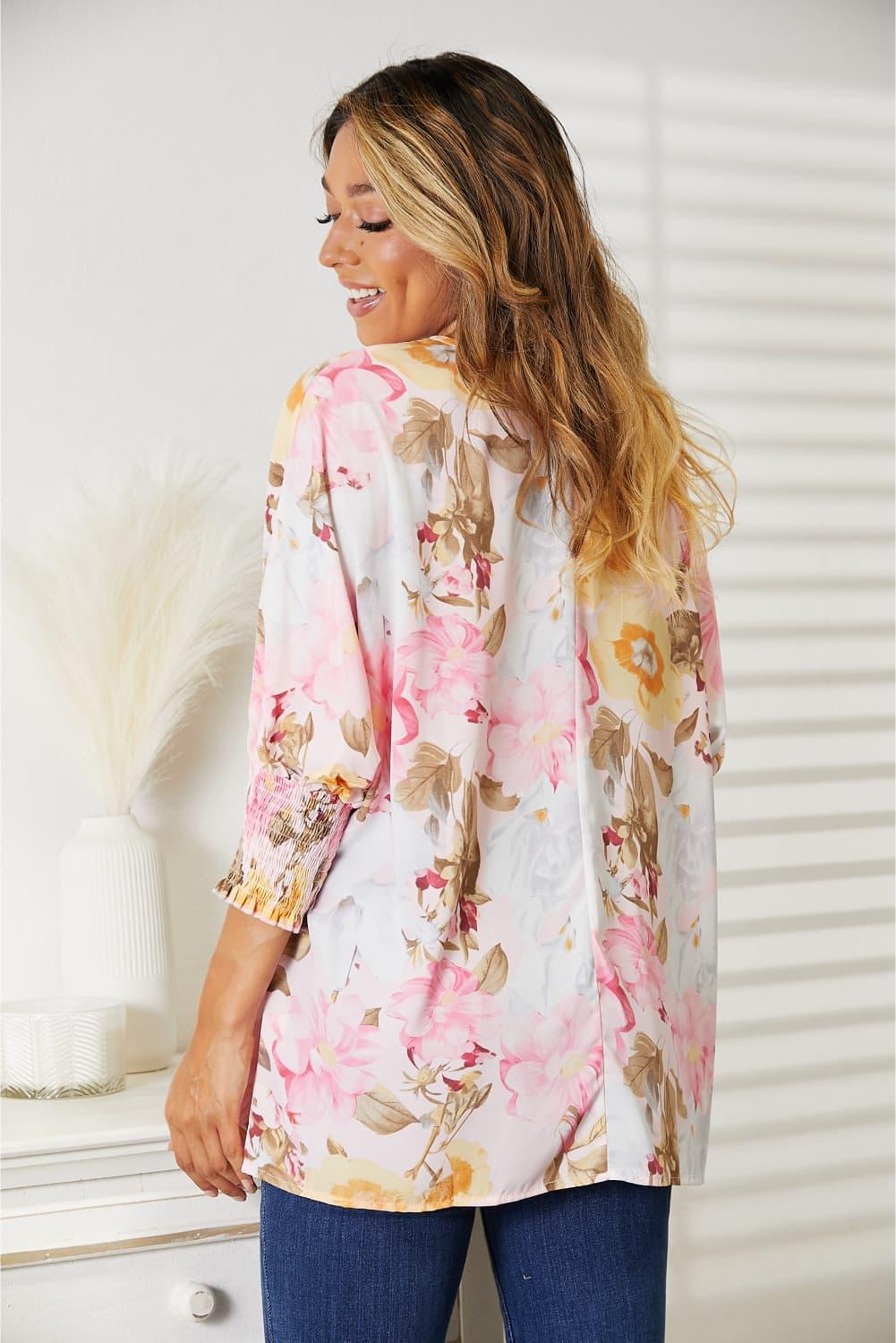 Get trendy with Floral Three-Quarter Sleeve Top - Top available at Styles Code. Grab yours today!