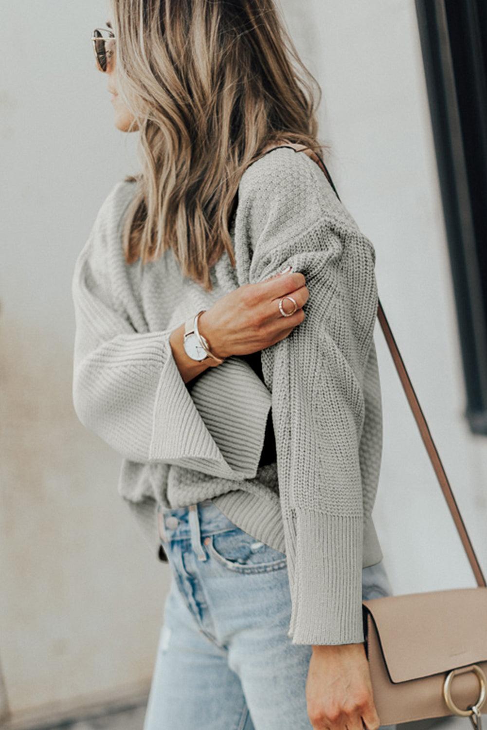 Get trendy with Textured Round Neck Long Sleeve Sweater - available at Styles Code. Grab yours today!