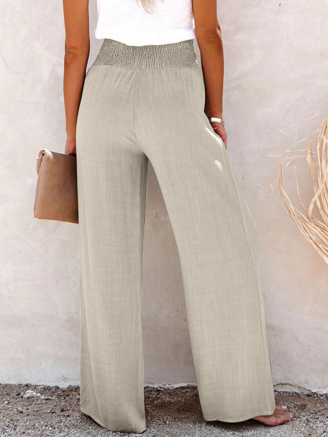 Get trendy with Full Size Decorative Button High Waist Pants - Pants available at Styles Code. Grab yours today!