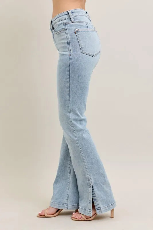 Get trendy with Vintage Wash Slim Boot Jeans - Plus Size - Jeans available at Styles Code. Grab yours today!