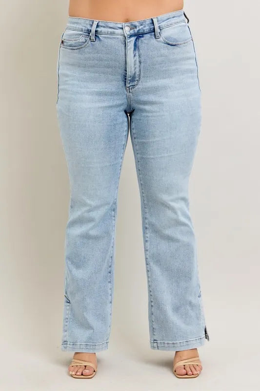 Get trendy with Vintage Wash Slim Boot Jeans - Plus Size - Jeans available at Styles Code. Grab yours today!