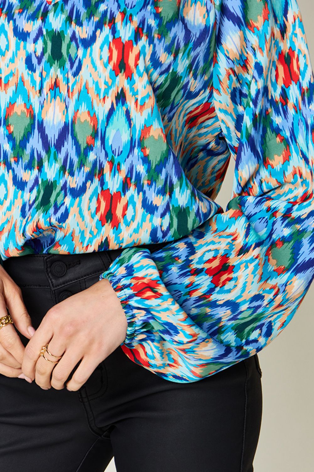 Get trendy with Full Size Balloon Sleeve Blouse - Blouse available at Styles Code. Grab yours today!