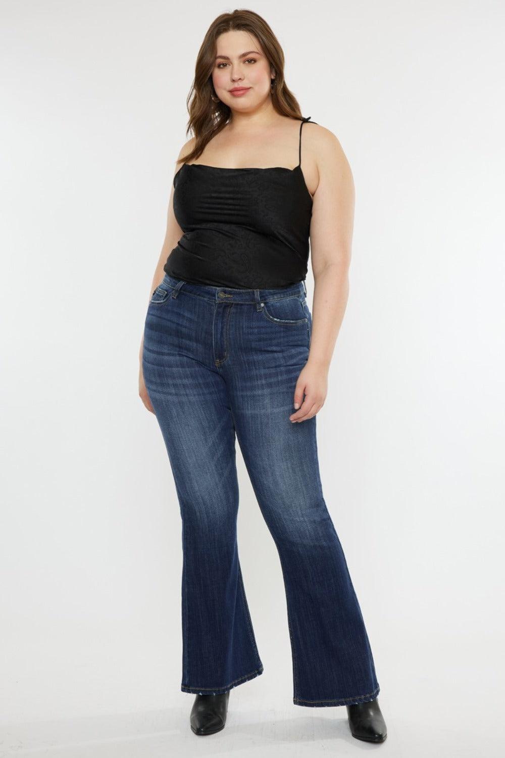 Get trendy with Full Size Mid Rise Slim Flare Jeans - Jeans available at Styles Code. Grab yours today!