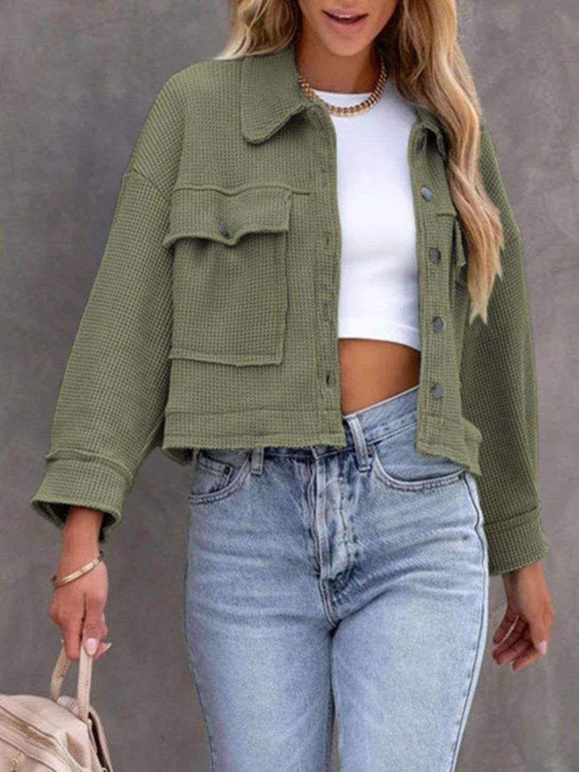 Get trendy with Button Up Long Sleeve Jacket - available at Styles Code. Grab yours today!