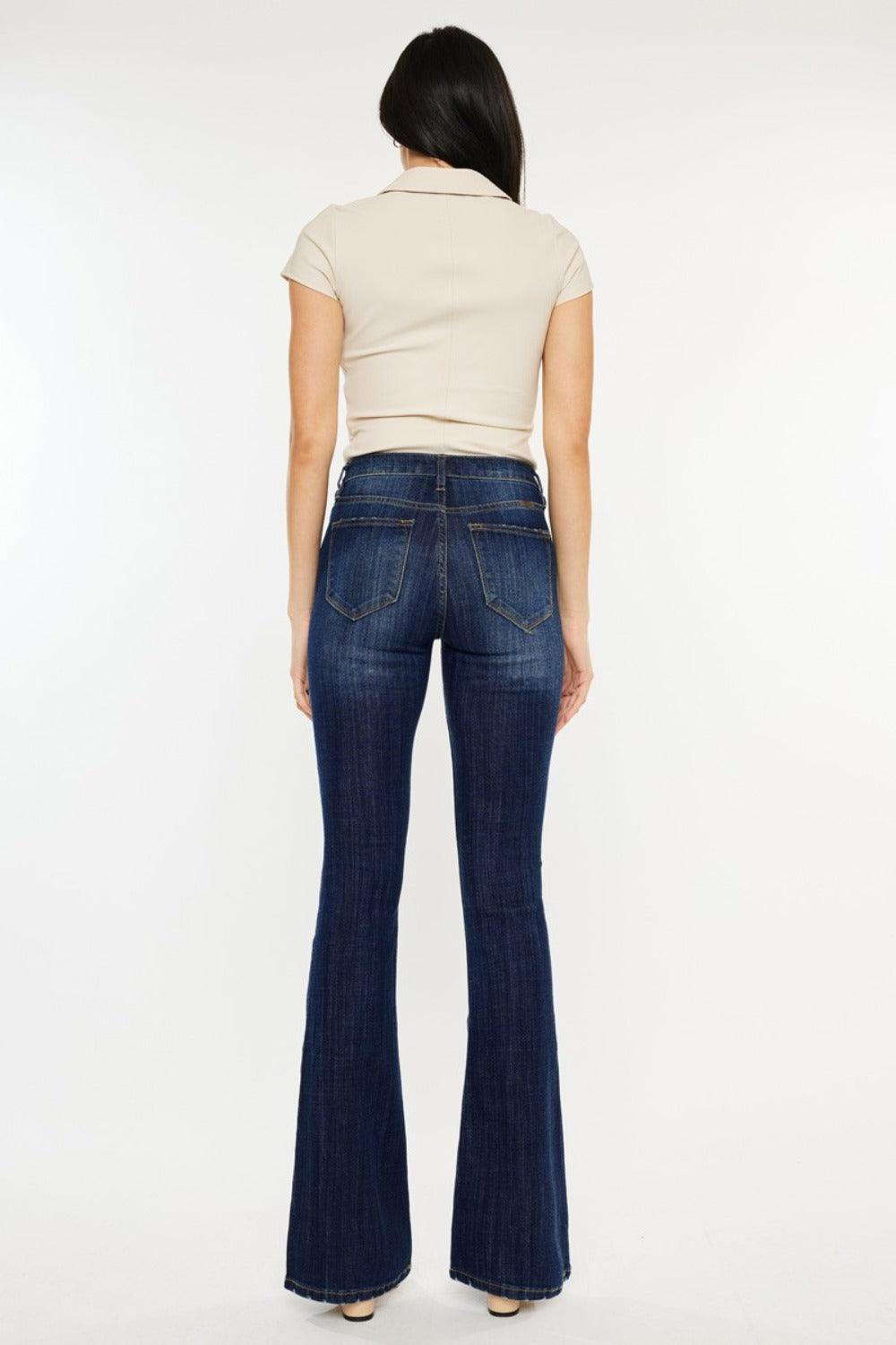 Get trendy with Full Size Mid Rise Slim Flare Jeans - Jeans available at Styles Code. Grab yours today!