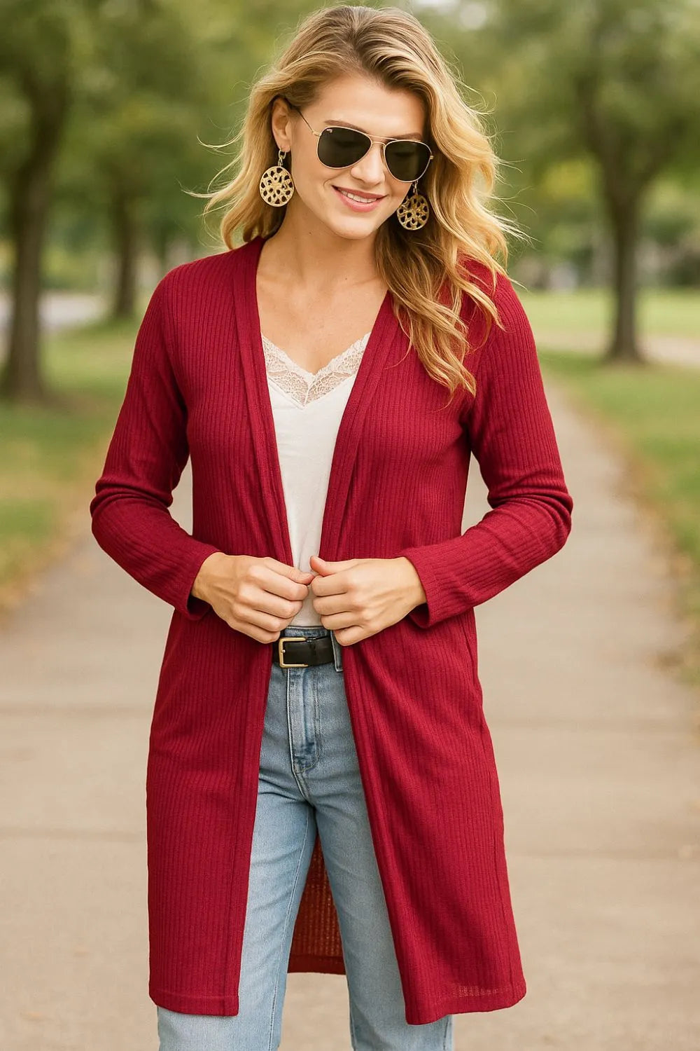 Get trendy with Thermal Open Front Cardigan - available at Styles Code. Grab yours today!