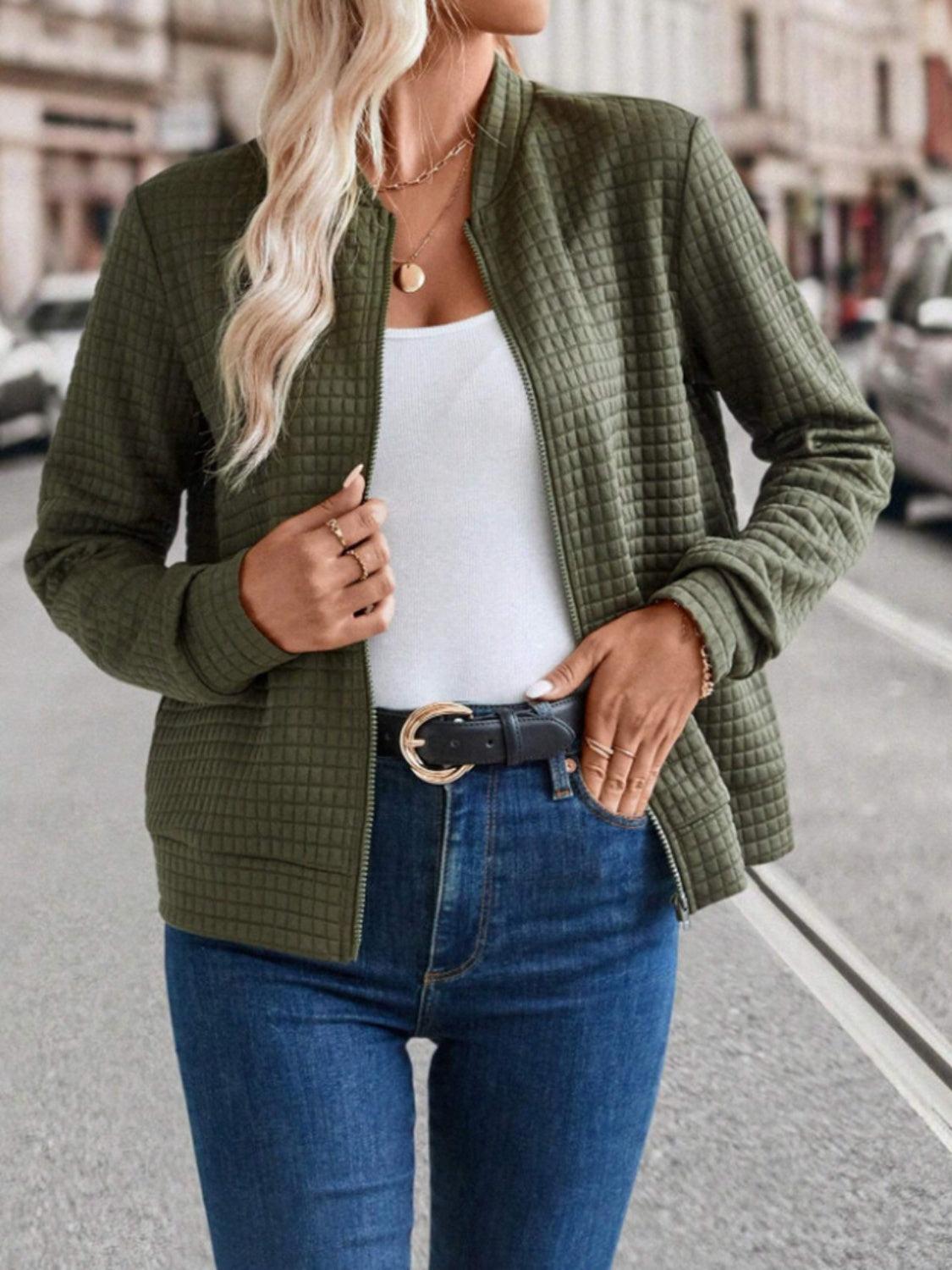 Get trendy with Zip Up Long Sleeve Jacket - available at Styles Code. Grab yours today!